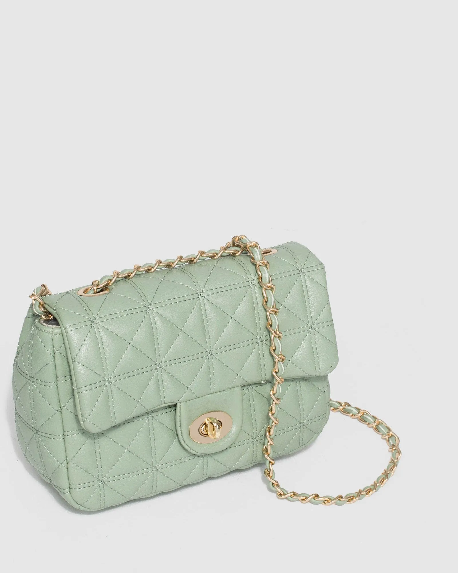 Green Mia Quilted Crossbody Bag