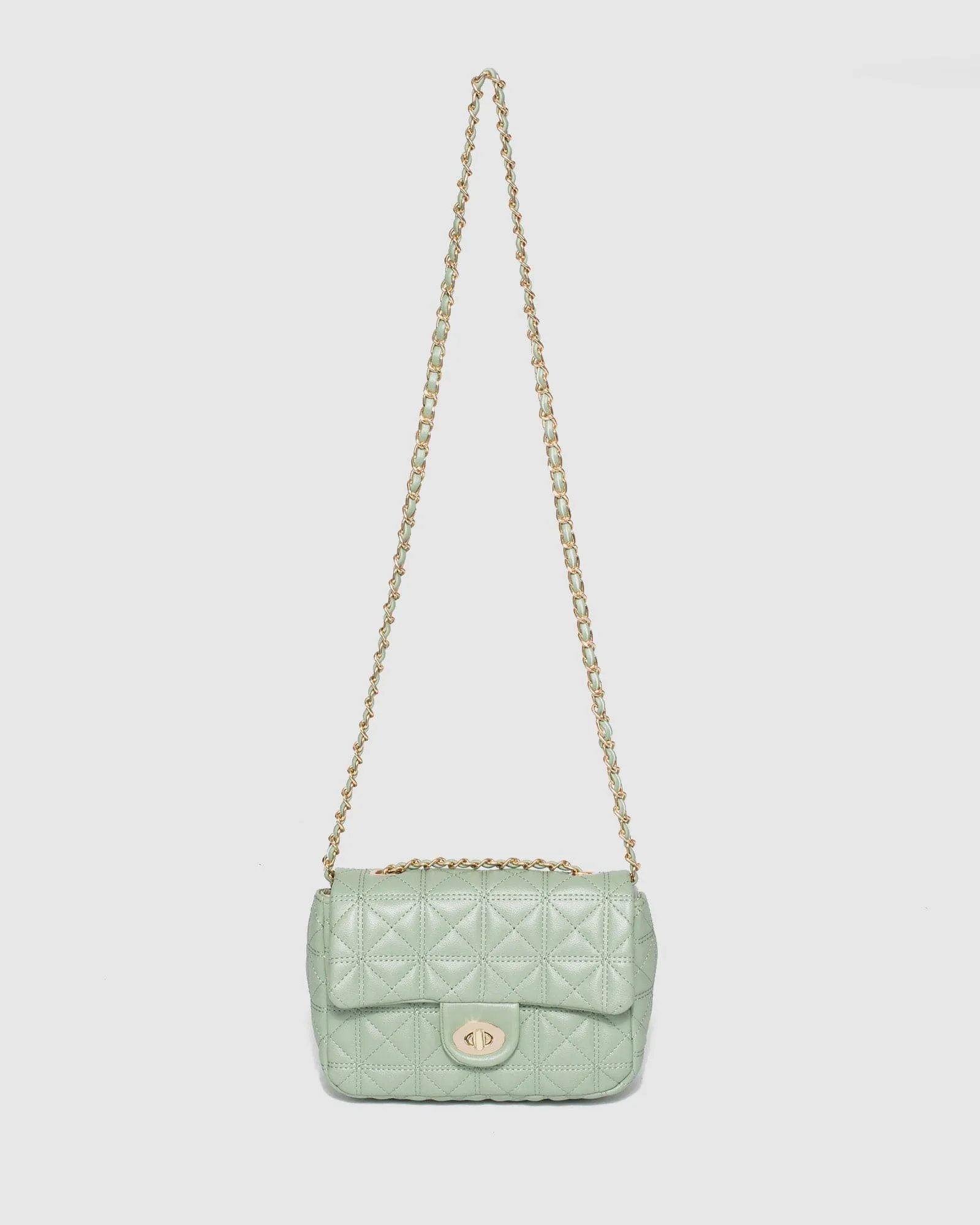 Green Mia Quilted Crossbody Bag