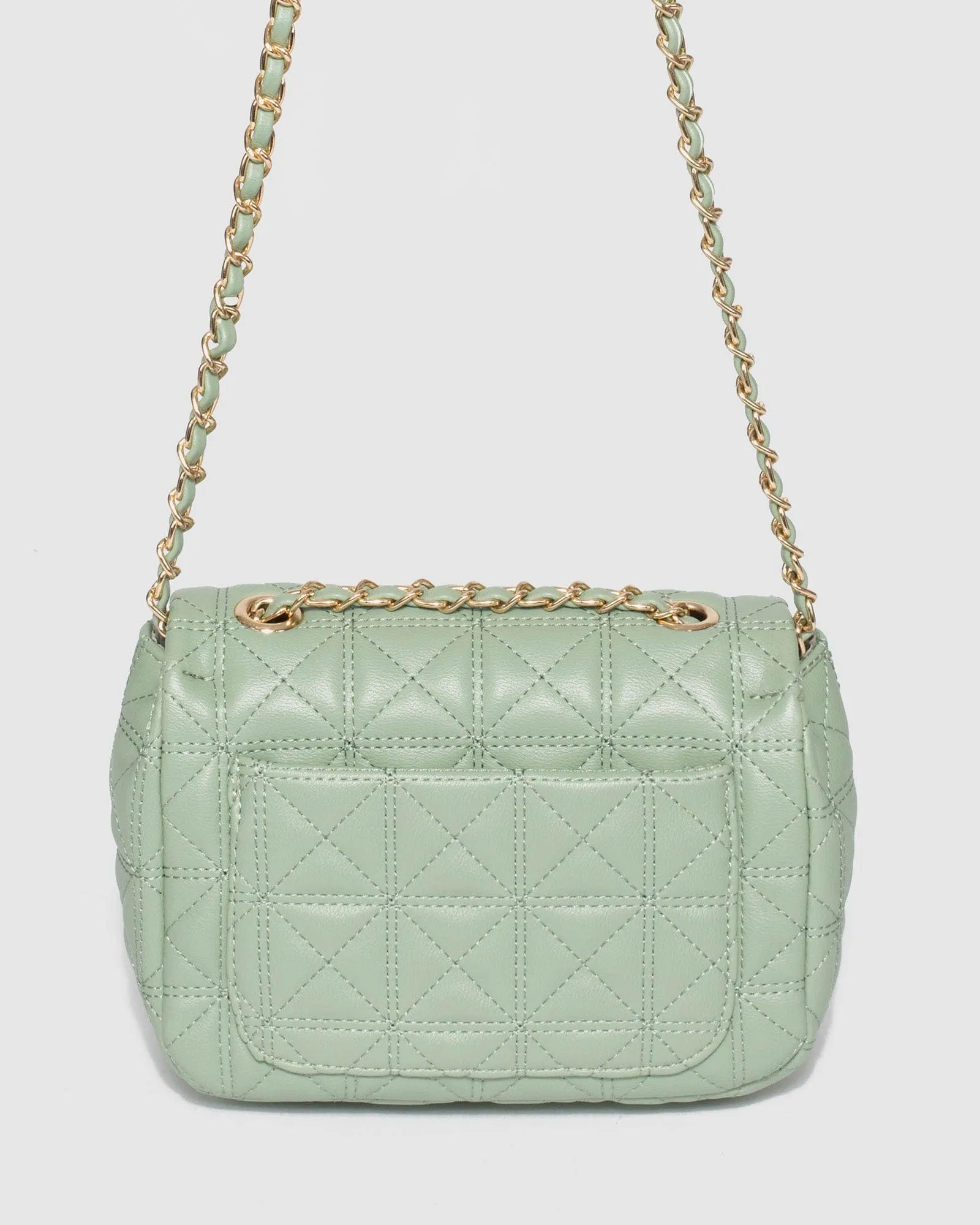 Green Mia Quilted Crossbody Bag