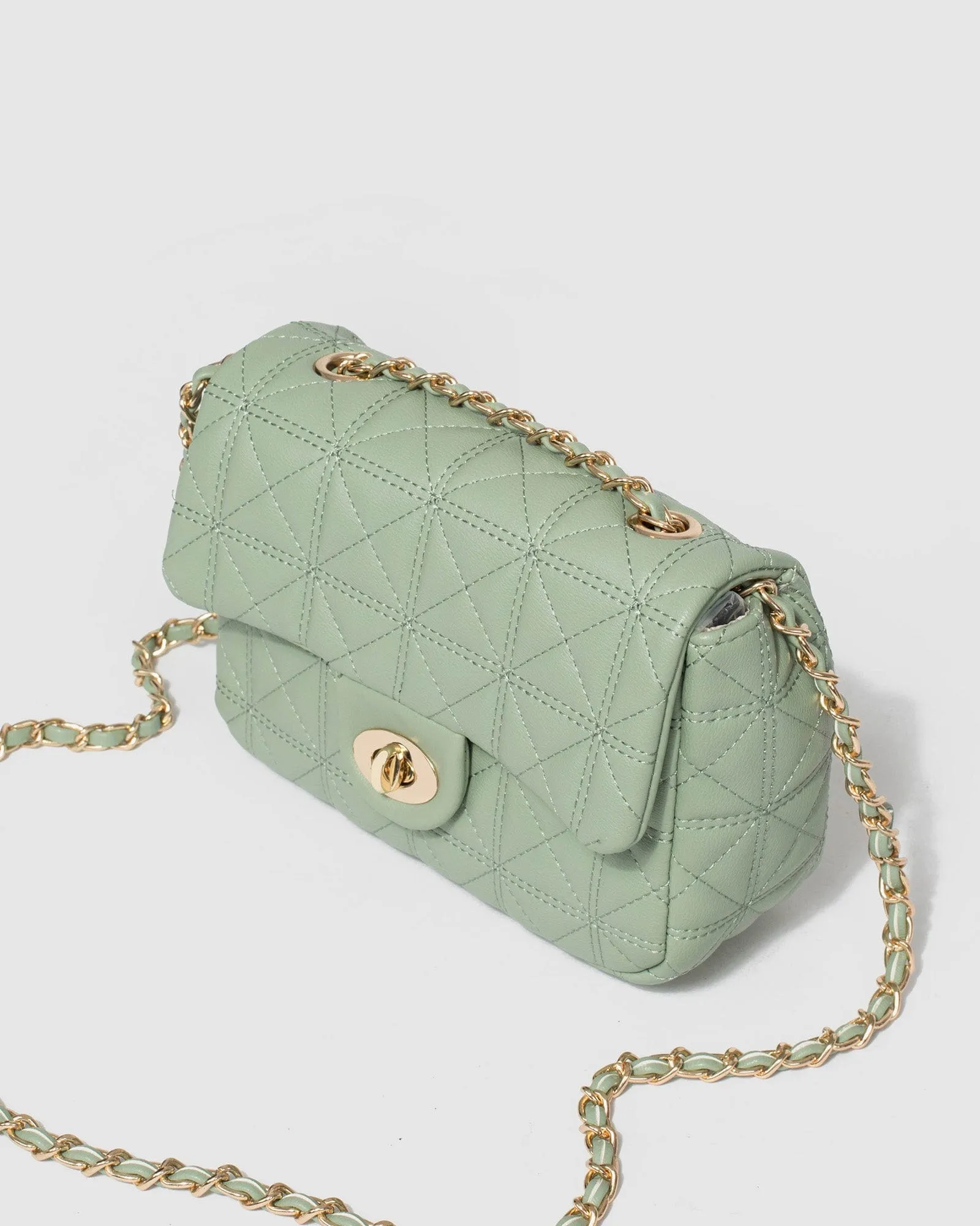 Green Mia Quilted Crossbody Bag