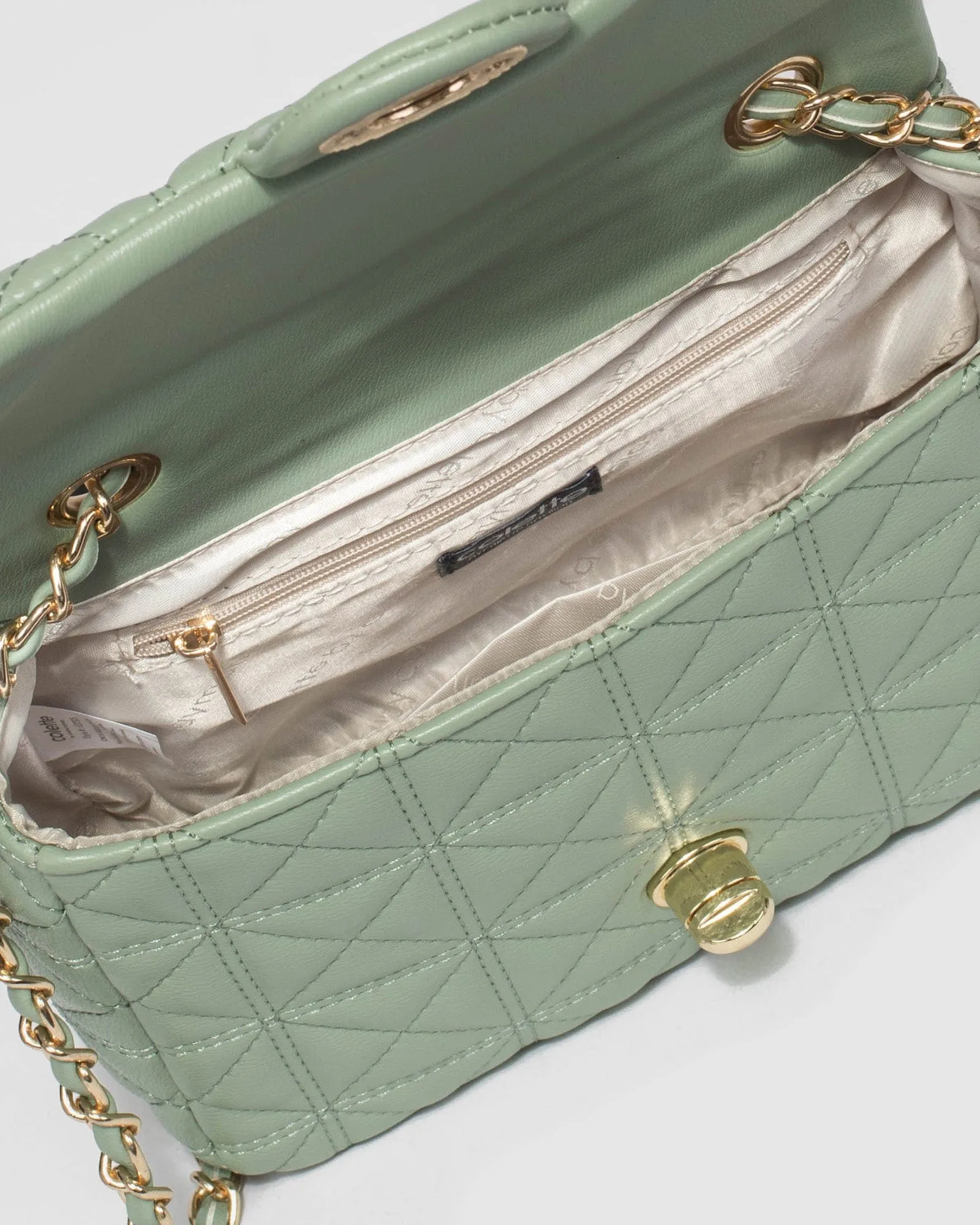 Green Mia Quilted Crossbody Bag