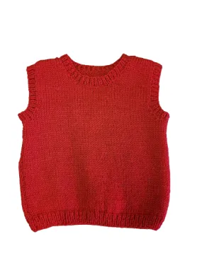 Handknit Vest - Red