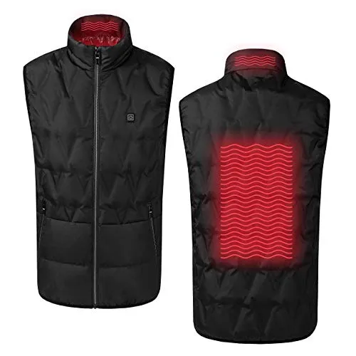 Heated Vest for Boys with Rechargeable Battery Pack Included - Lightweight Electric Heating 7v Smart Warming Vest Black