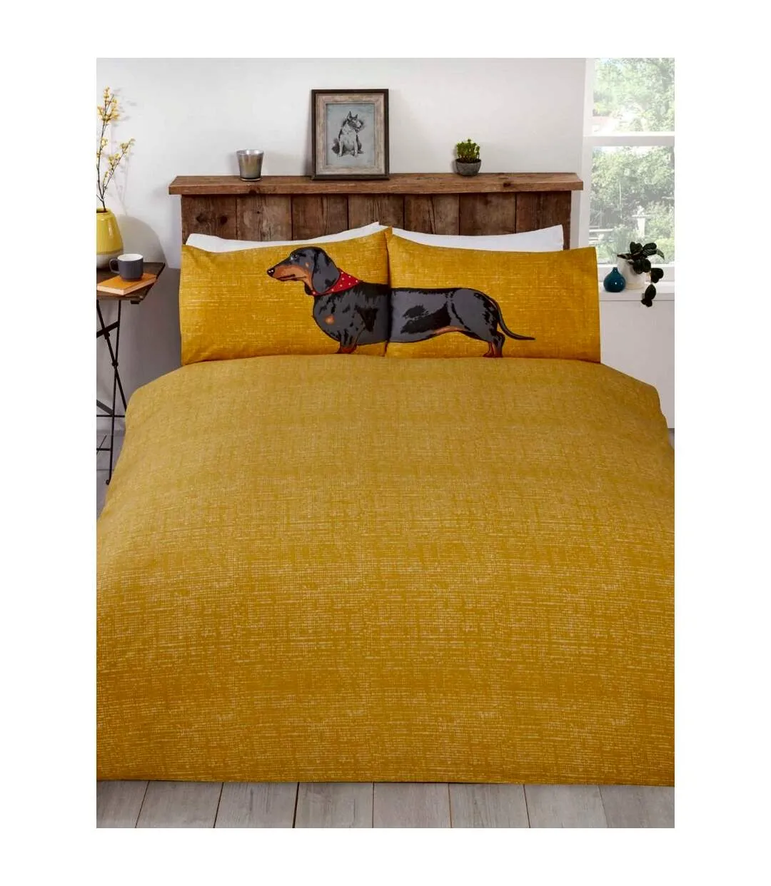 Hello sausage duvet cover set white/yellow Rapport