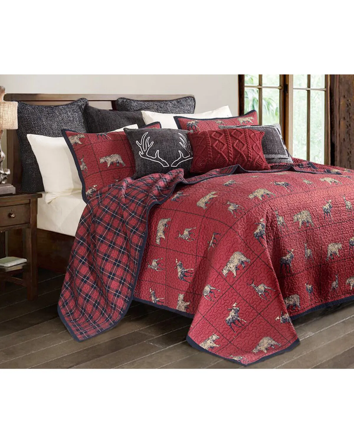 HiEnd Accents Woodland Plaid King Quilt Set