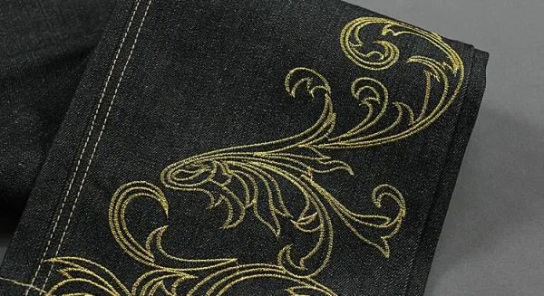 Hip Hop Baggy Jeans with Gold Embroidery on the back