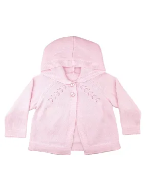 Hooded Lightweight Knit Cardigan Sweater | Pink