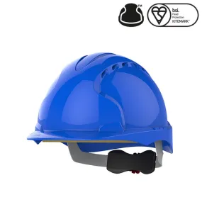 JSP EVO3 Blue Vented Industrial Safety Helmet with Wheel Ratchet