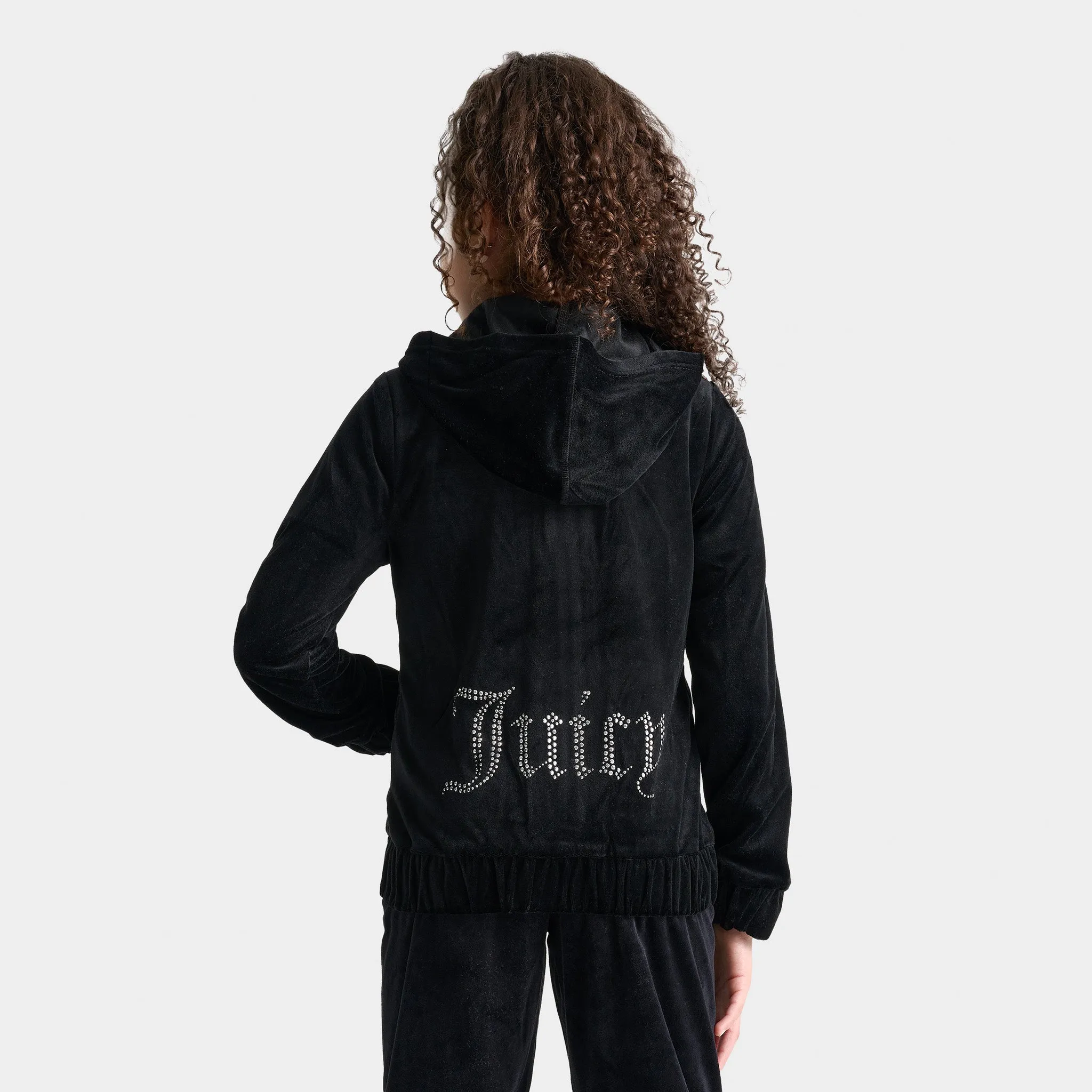 Juicy Couture Junior Girls' Velour Full-Zip Hoodie / Deep Black