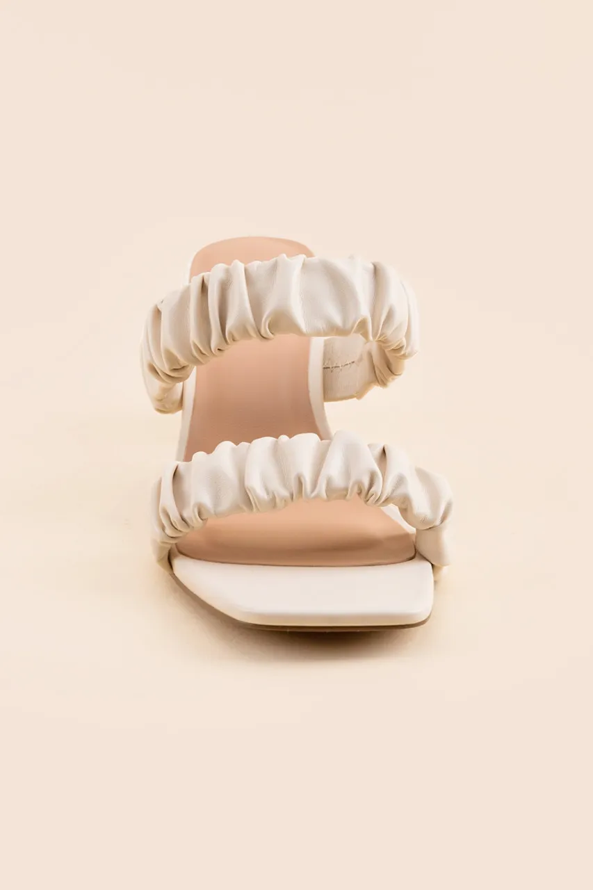 Kensie Kamilah Scrunchie Band Mules in Ivory