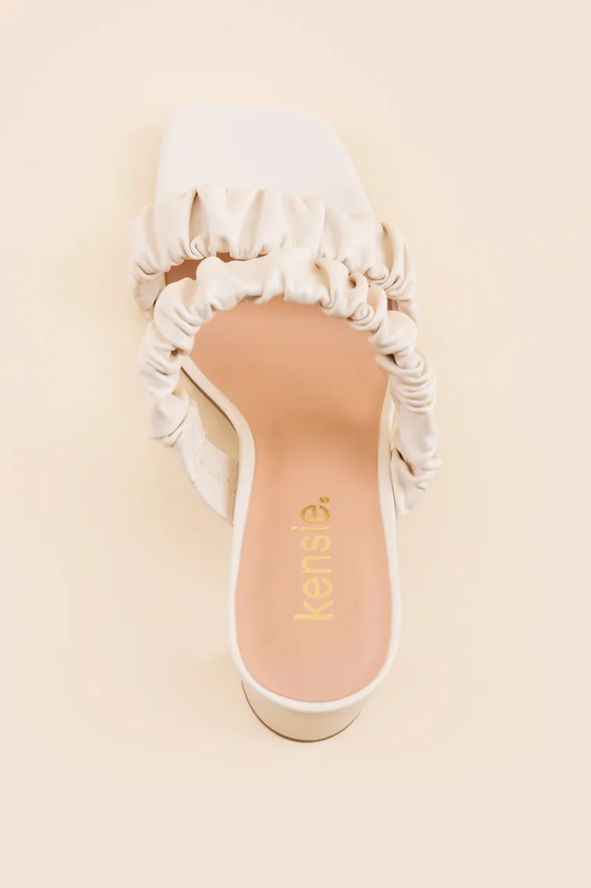 Kensie Kamilah Scrunchie Band Mules in Ivory