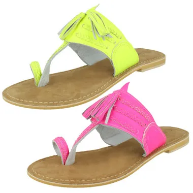 Ladies Leather Collection Toe Loop Sandals F0R0275