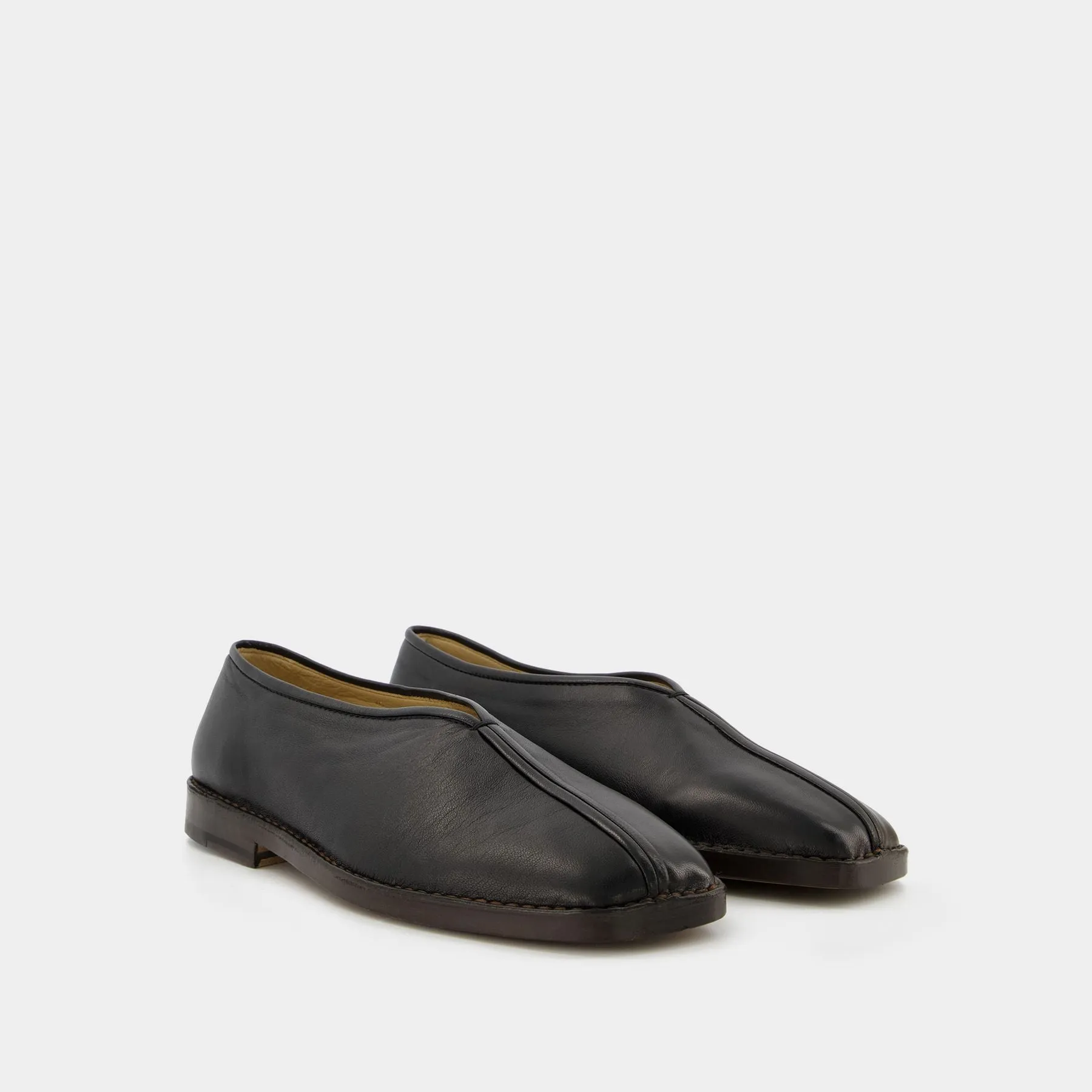 Lemaire  Flat Piped Mules - Lemaire - Black - Leather