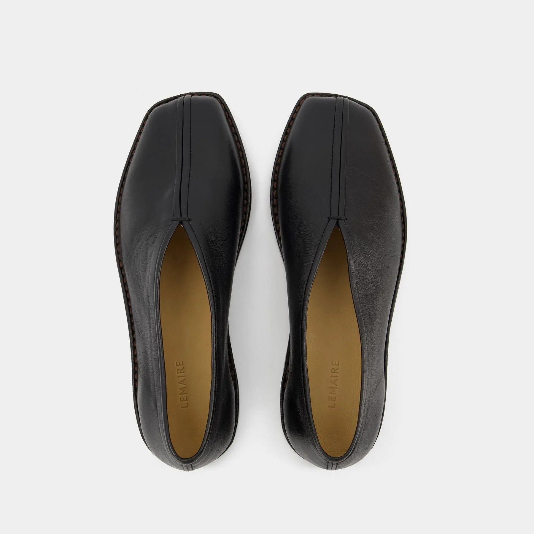 Lemaire  Flat Piped Mules - Lemaire - Black - Leather