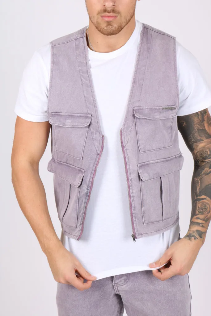 Lilac Denim Gilet Vest