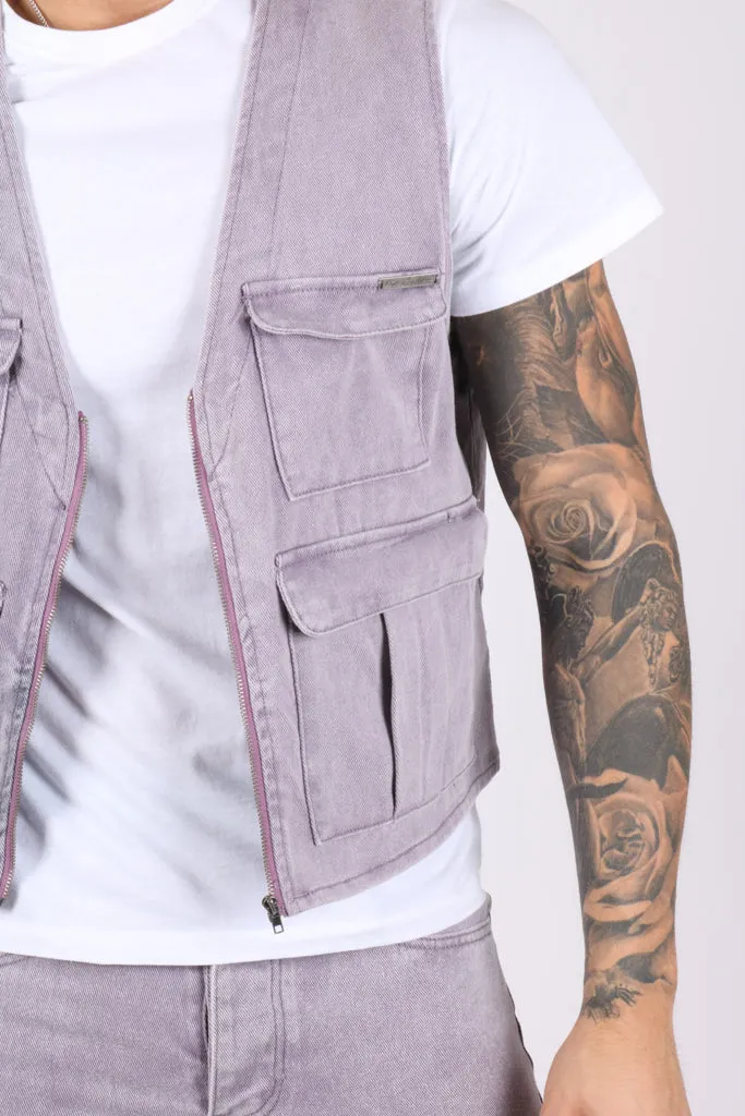 Lilac Denim Gilet Vest