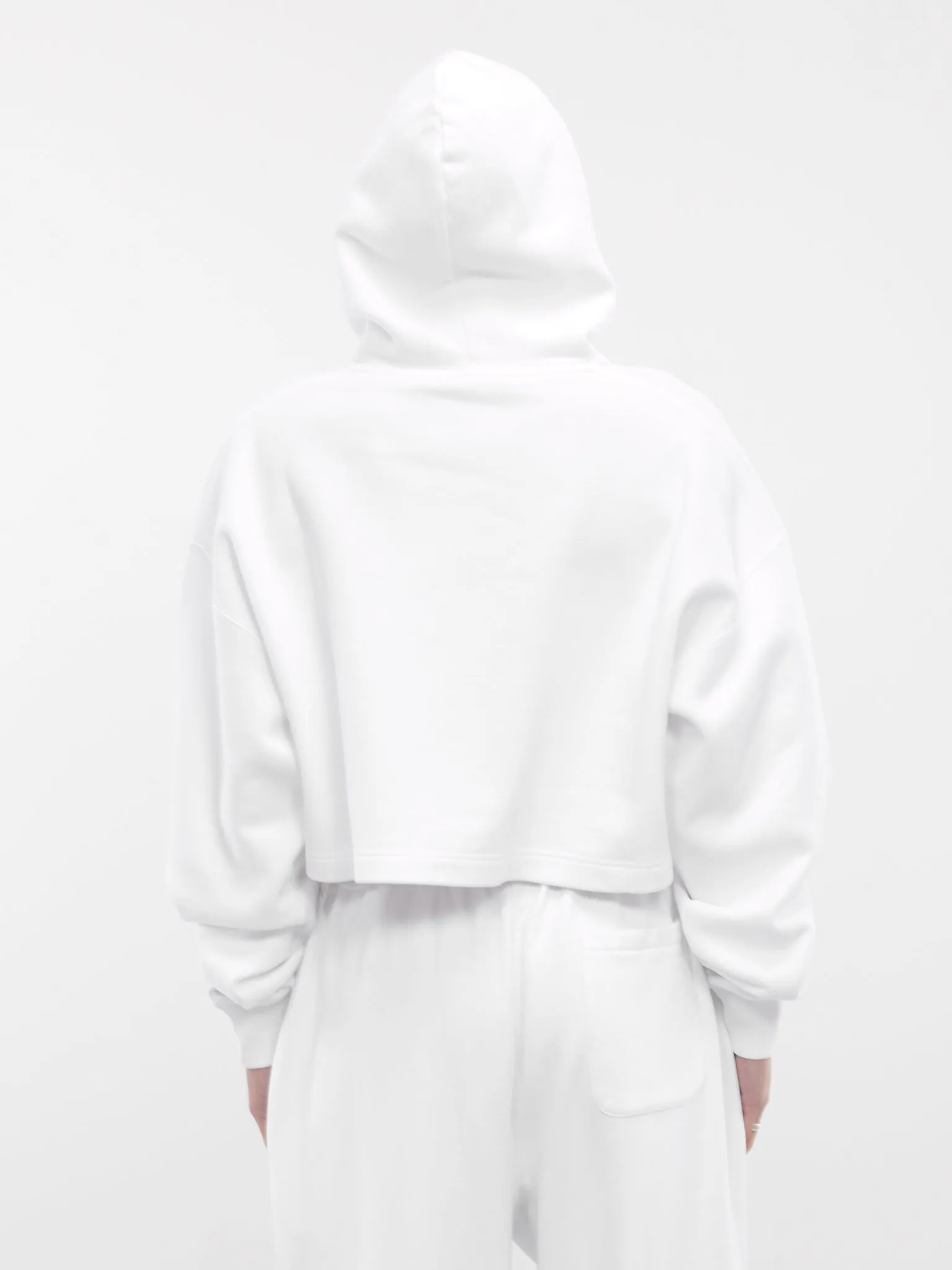 Logo Embroidery Cropped Hoodie (VL22CH100W-WHITE)