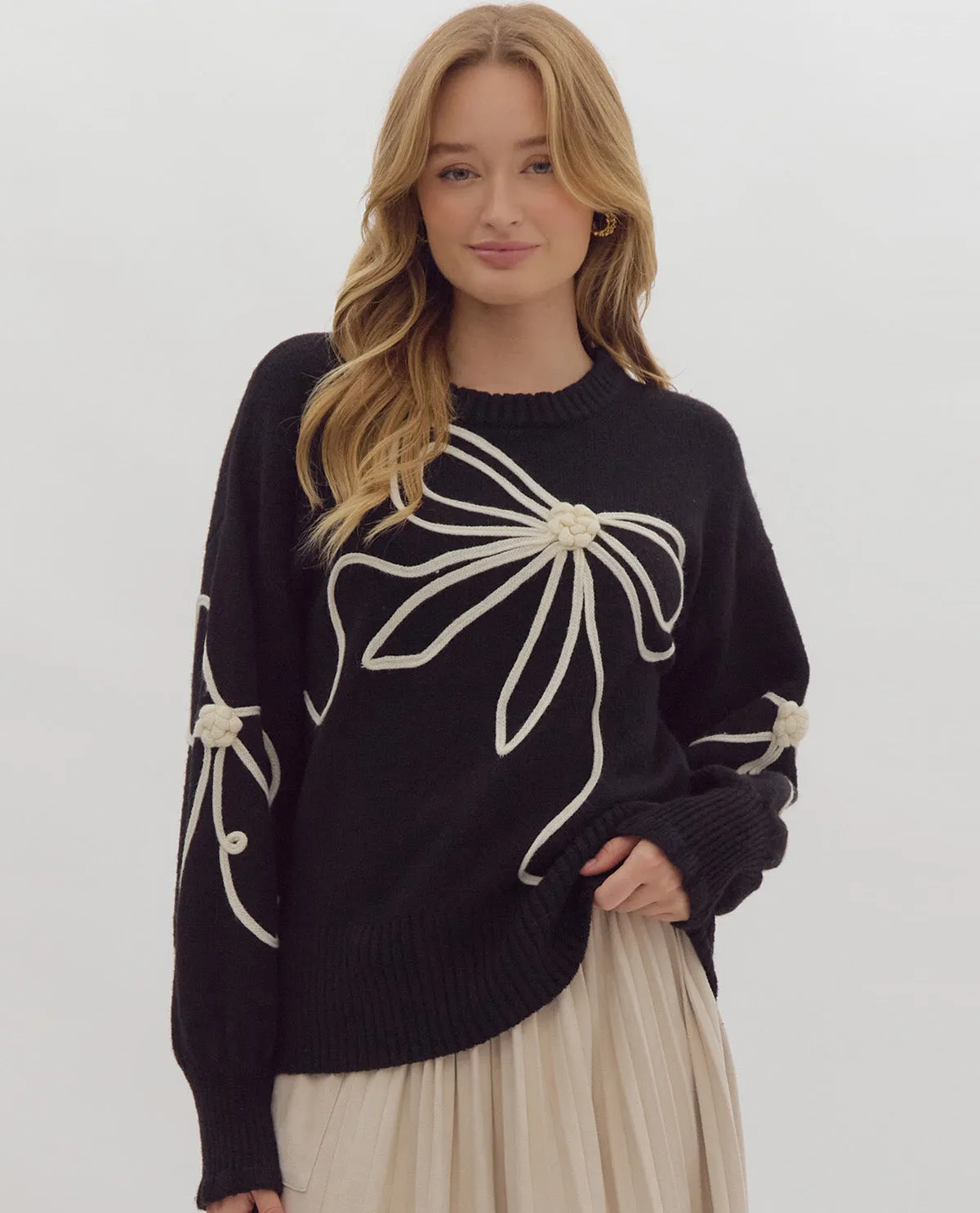 Long Sleeve Bow Sweater