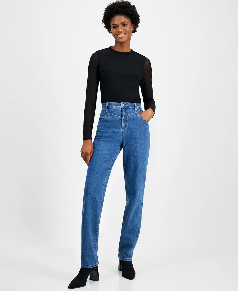 Macy's I.n.c. International Concepts Women's High-Rise Straight-Leg Denim Jeans, Created for Macy's