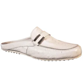 Mauri 13012 Ostrich / Ostrich Leg Mules White (Special Order)