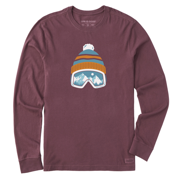 Men's Ski Goggles Hat Long Sleeve Crusher Tee