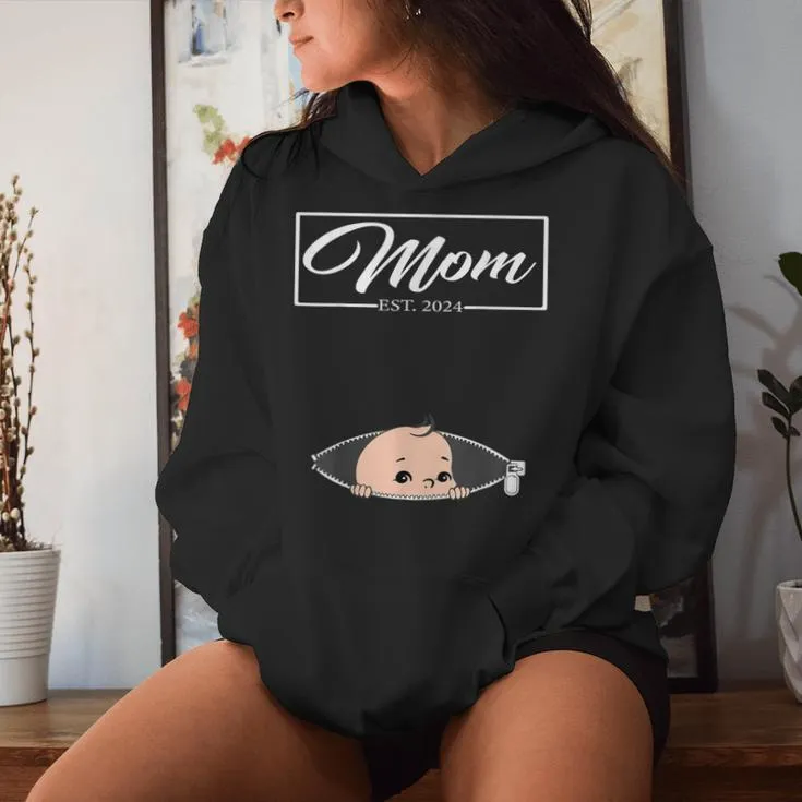 Mom Est 2024 Promoted To Mom 2024 Mother 2024 New Mom 2024 Women Hoodie