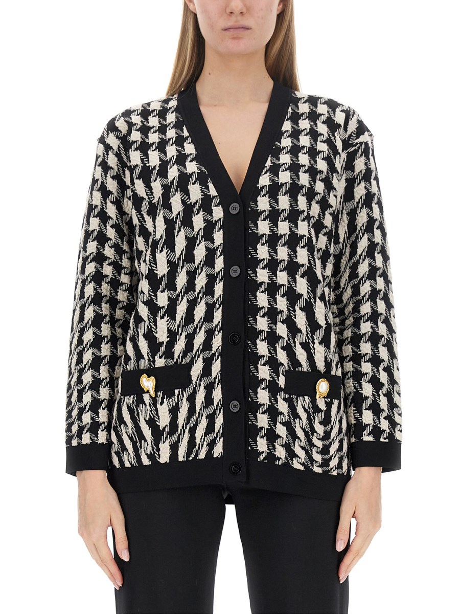 MOSCHINO      CARDIGAN IN PIED DE POULE