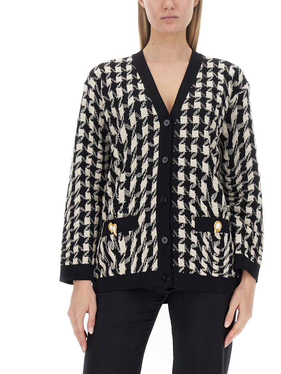 MOSCHINO      CARDIGAN IN PIED DE POULE