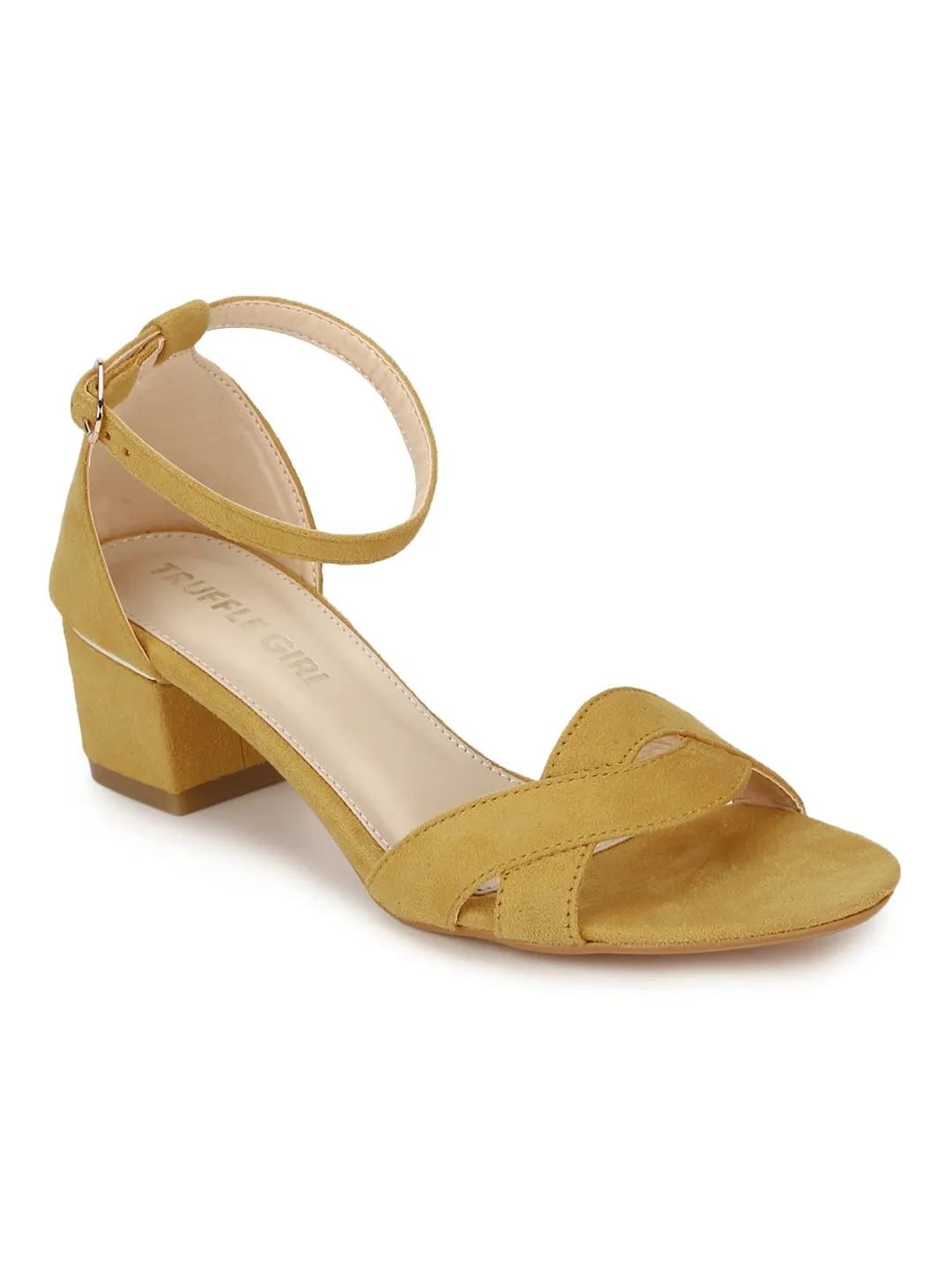 Mustard Micro Low Heel Sandals