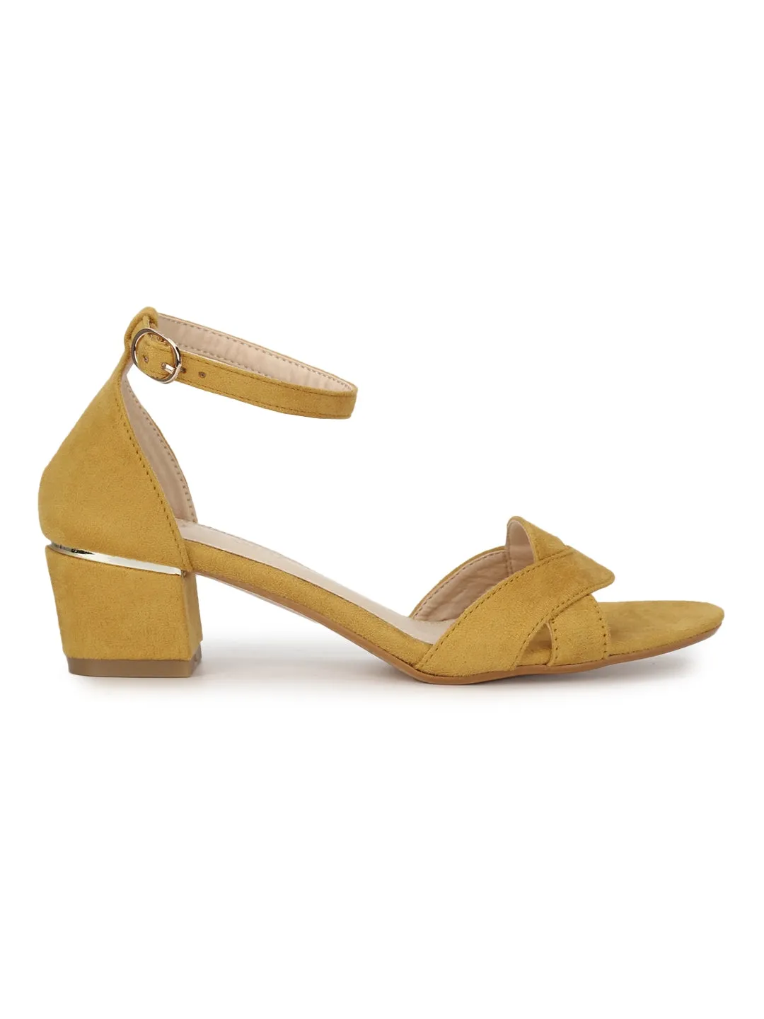 Mustard Micro Low Heel Sandals