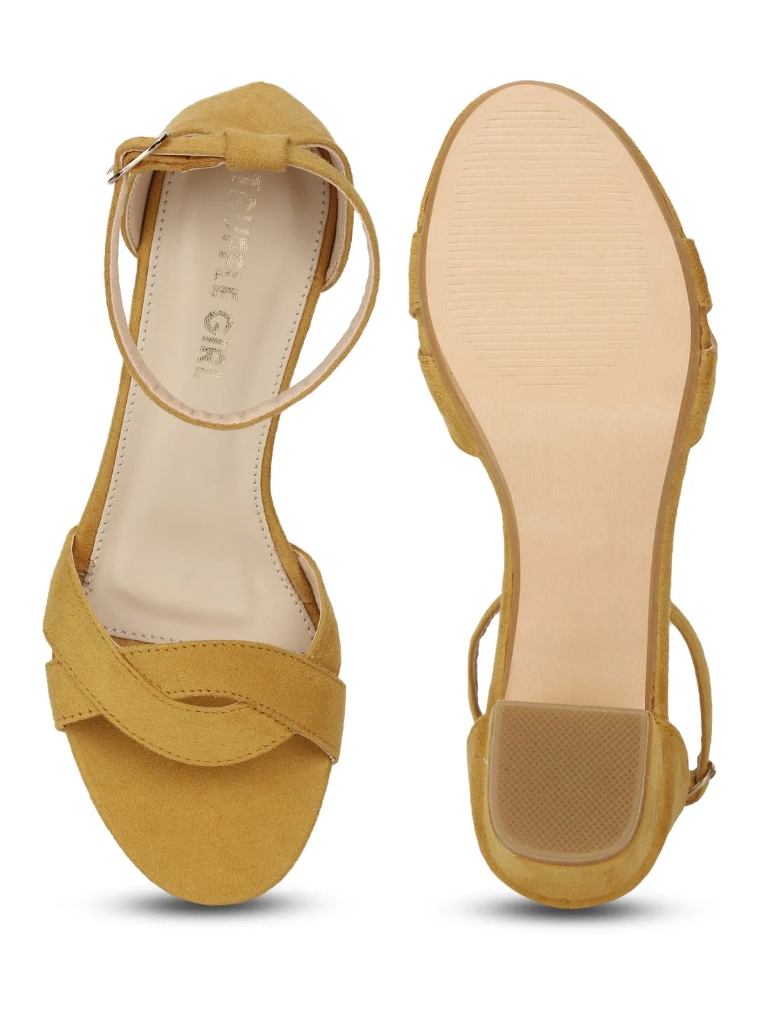 Mustard Micro Low Heel Sandals