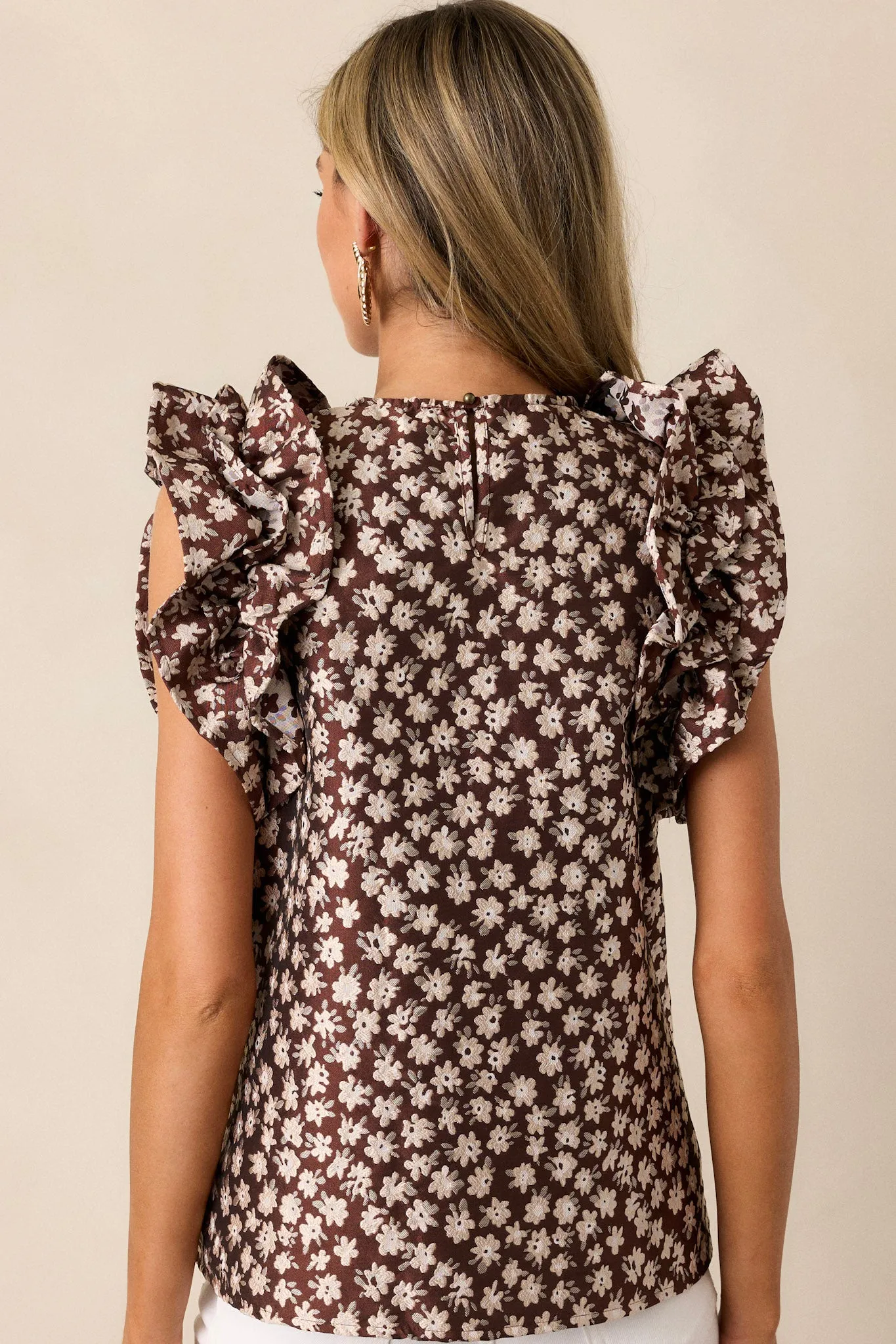 Mystic Twilight Brown Floral Sleeveless Top