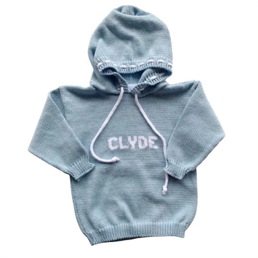 Name Hooded Sweater, Light Blue