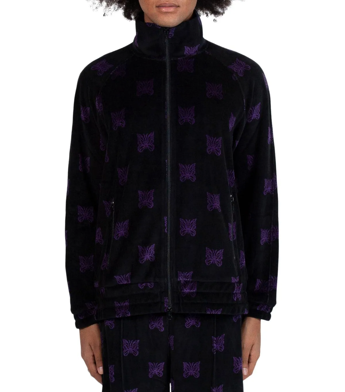 Needles Papillon Velour Track Jacket Black Purple