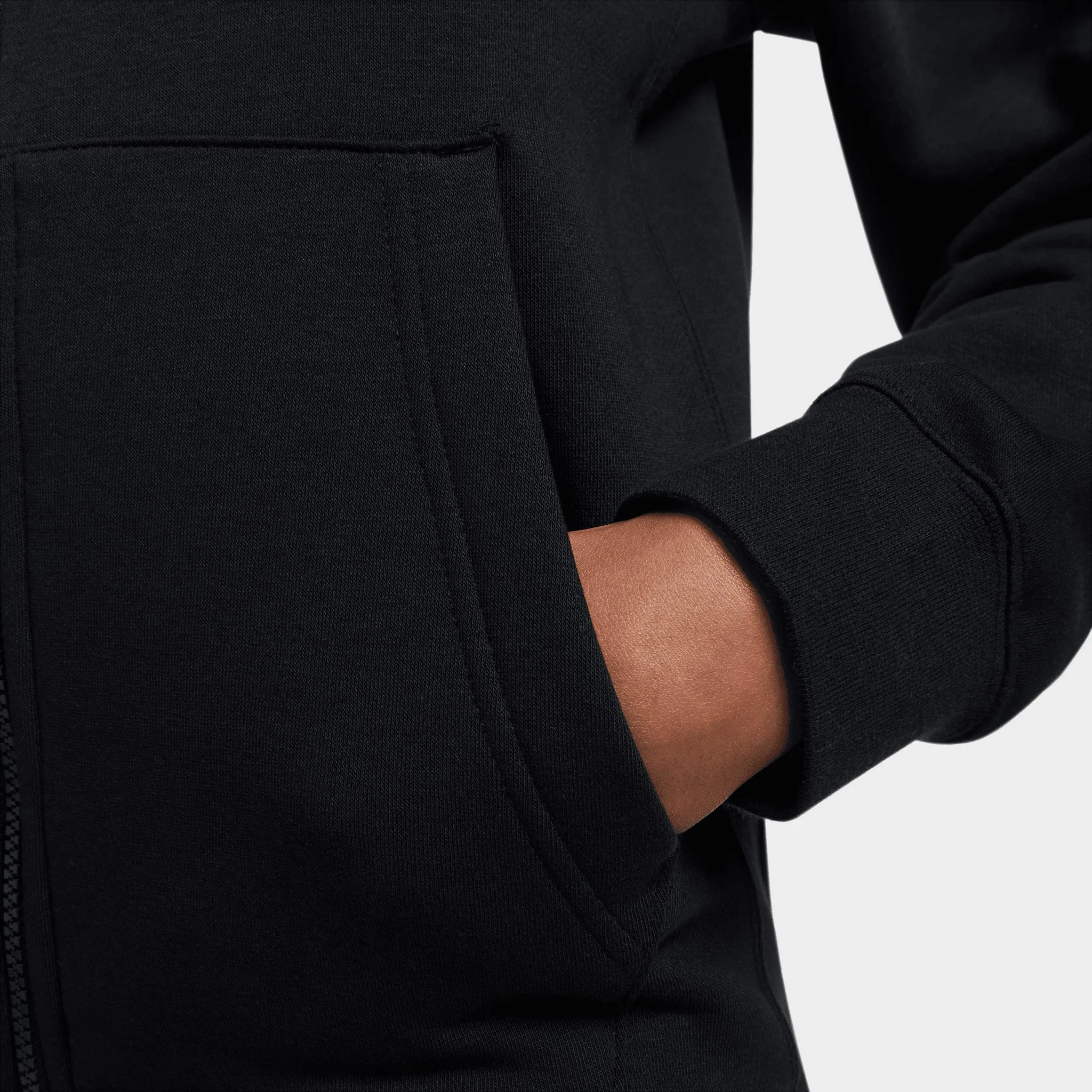 Nike Sportswear Club Fleece Full Zip Hoodie Black / Black - White