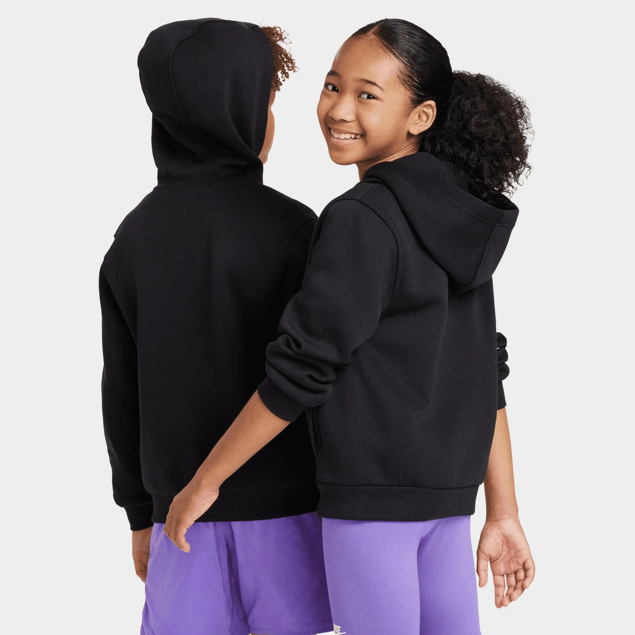 Nike Sportswear Club Fleece Juniors' Full Zip Hoodie Black / White