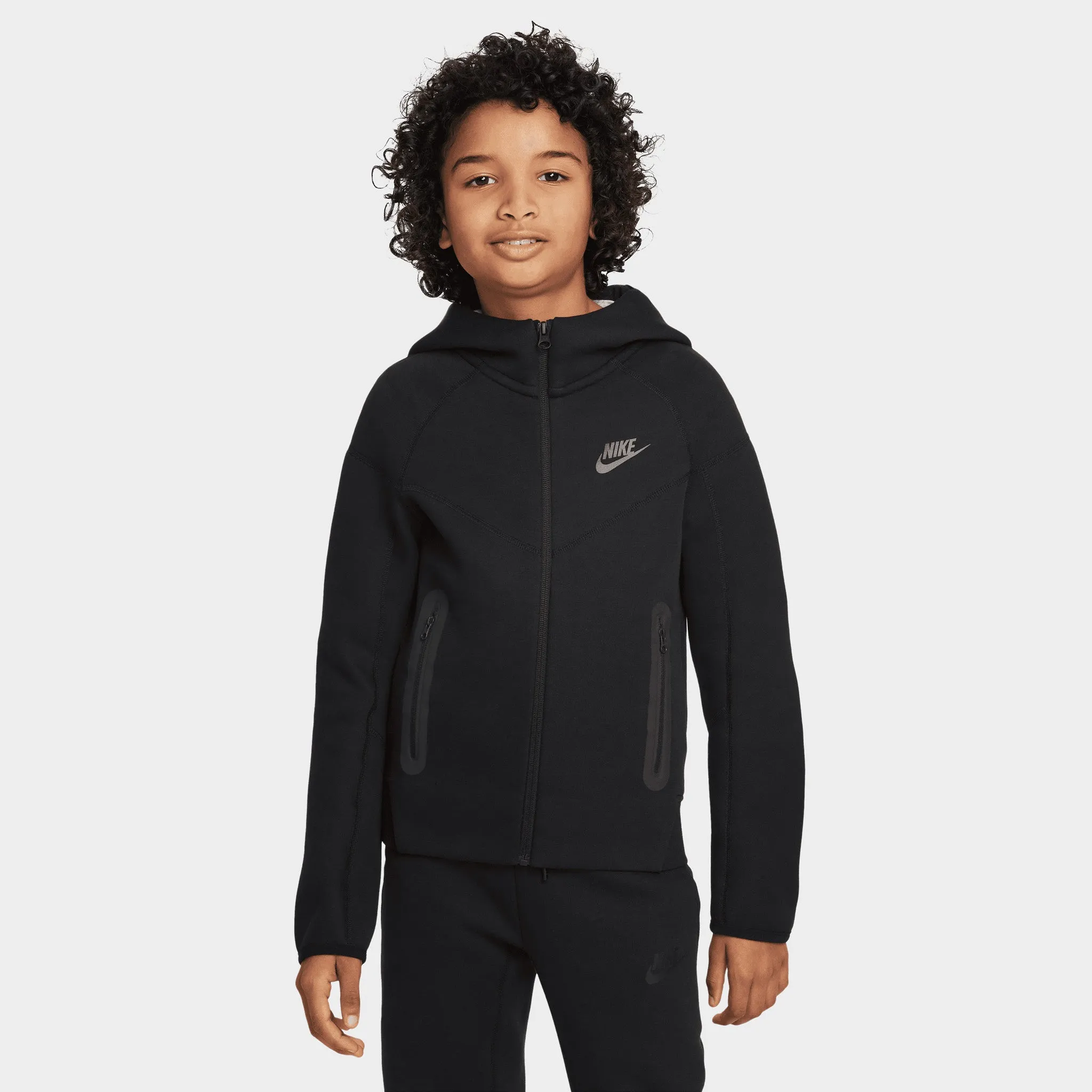 Nike Sportswear Junior Boys' Tech Fleece Full Zip Hoodie Black / Black - Black