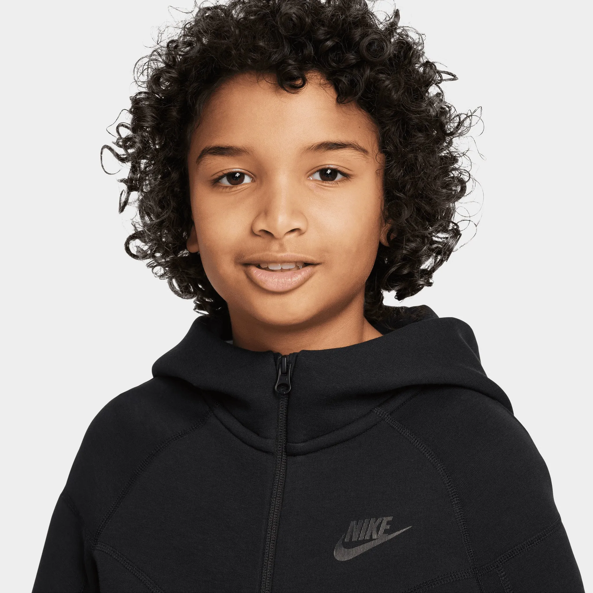 Nike Sportswear Junior Boys' Tech Fleece Full Zip Hoodie Black / Black - Black