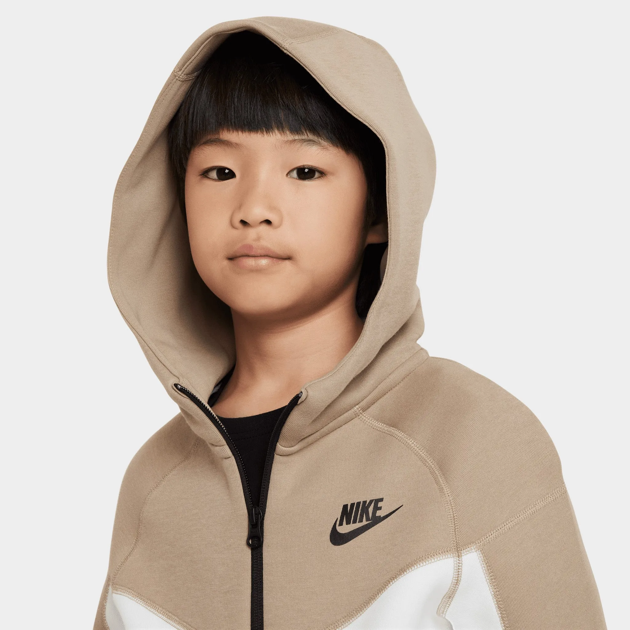 Nike Sportswear Junior Boys' Tech Fleece Full Zip Hoodie Summit White / Khaki - Black