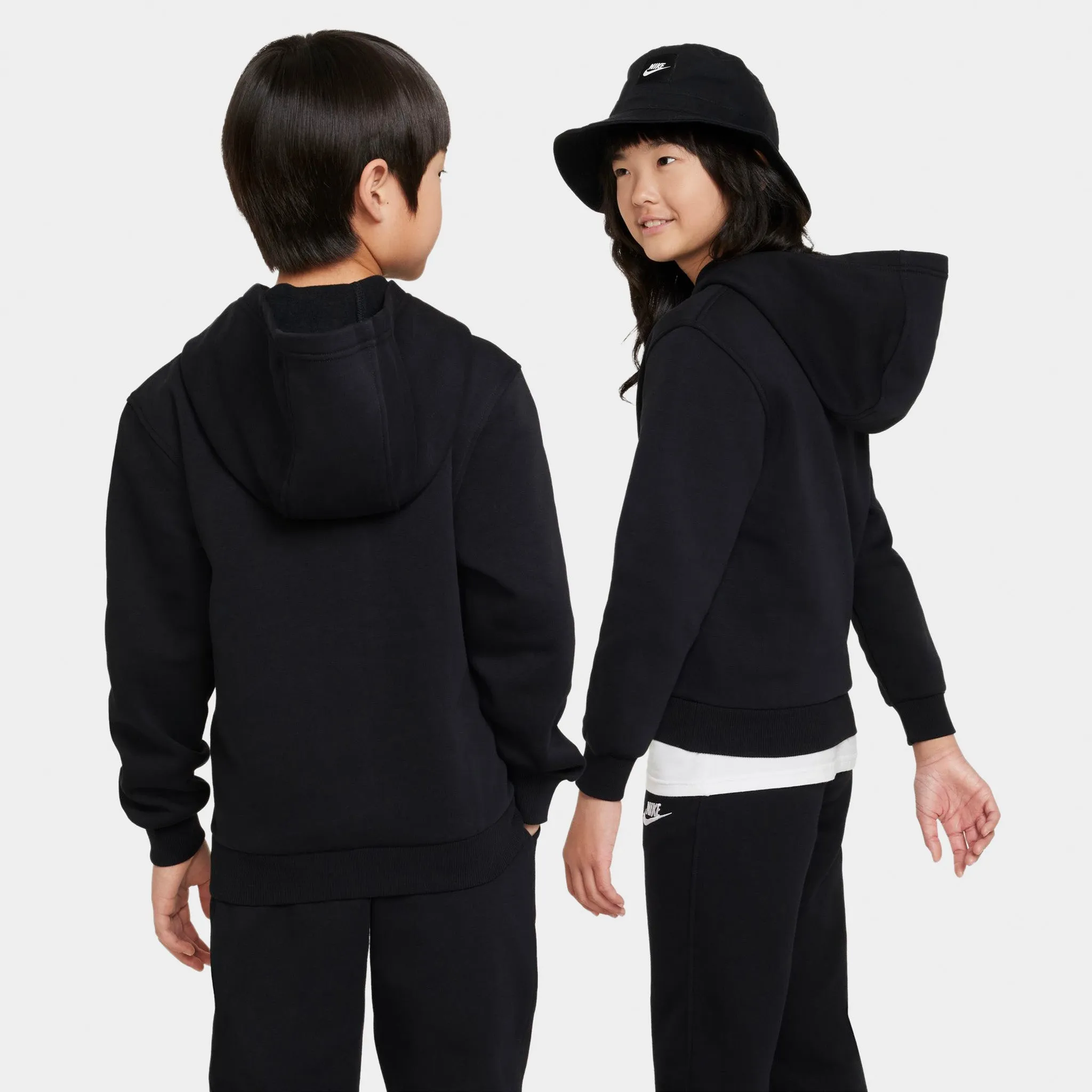 Nike Sportswear Juniors' Club Fleece Pullover Hoodie Black / White