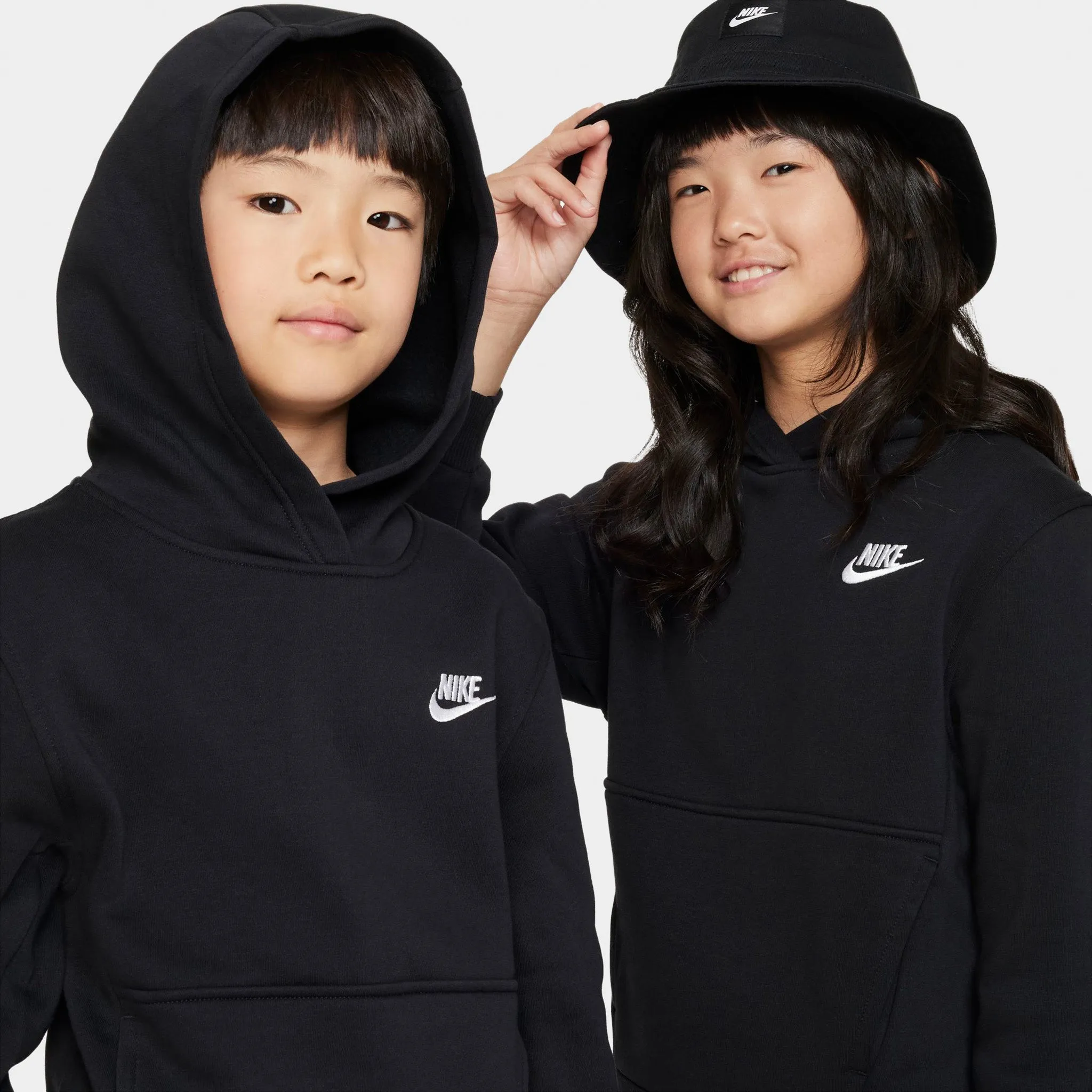 Nike Sportswear Juniors' Club Fleece Pullover Hoodie Black / White