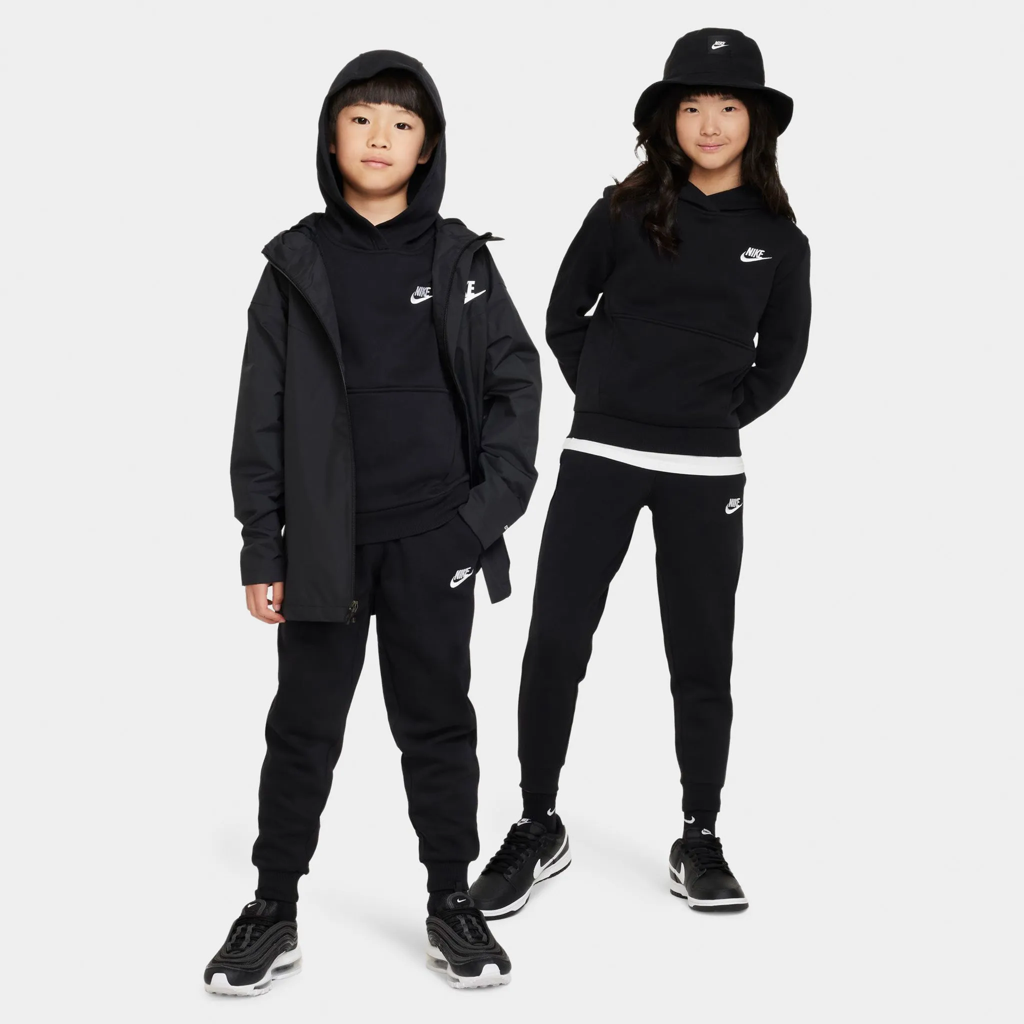 Nike Sportswear Juniors' Club Fleece Pullover Hoodie Black / White