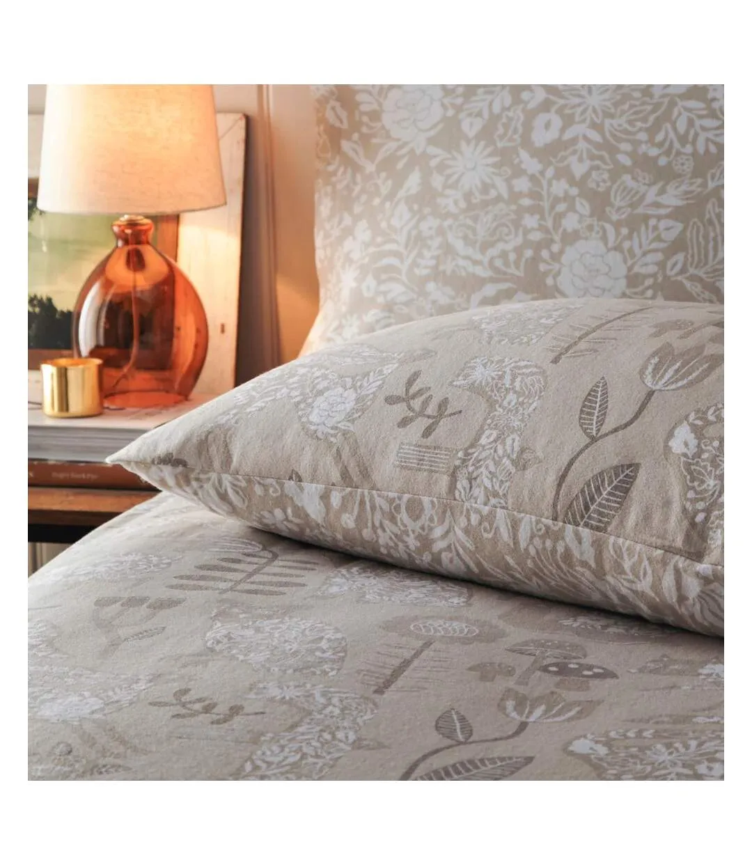 Nook brushed cotton animals duvet cover set greige Furn