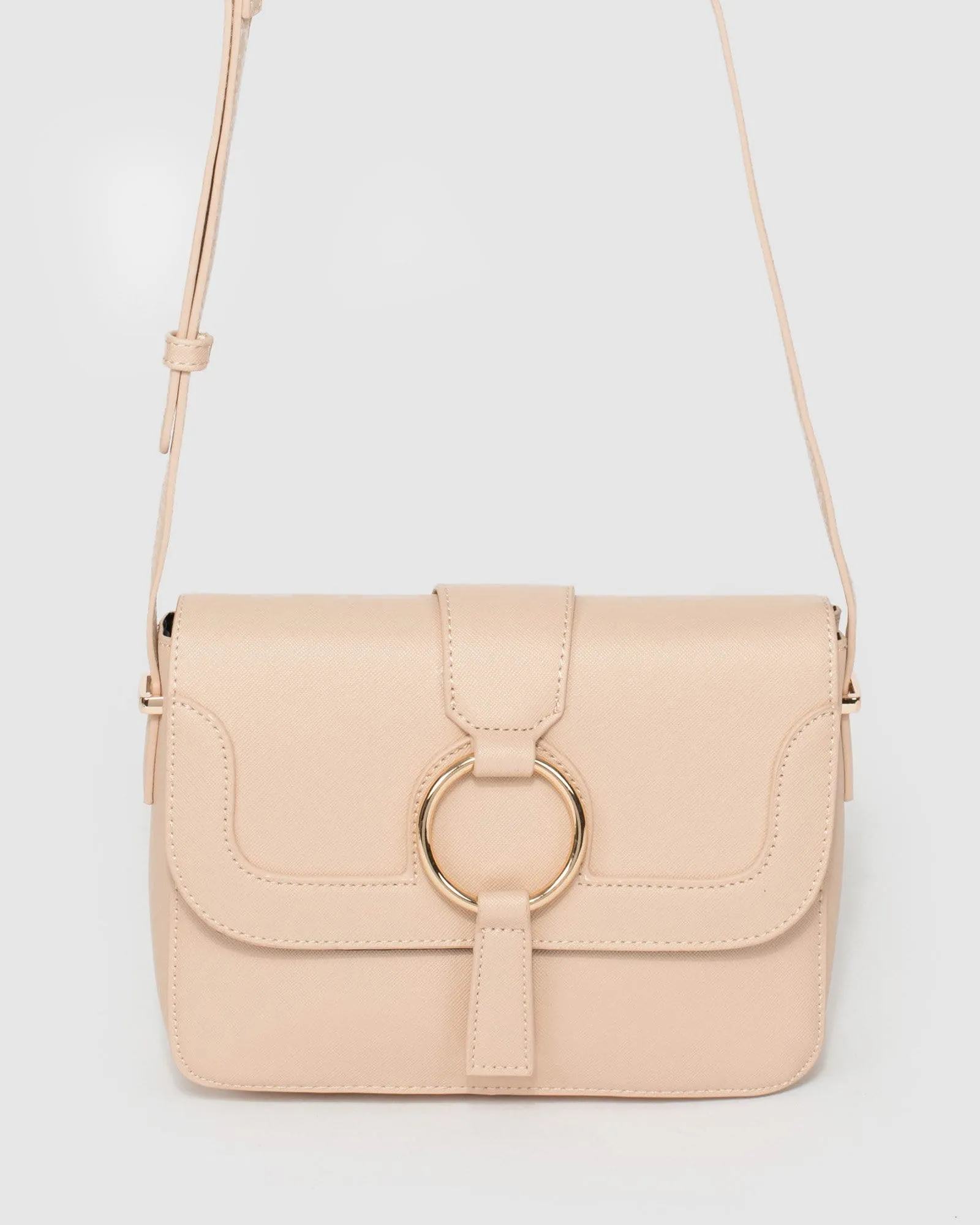 Nude Mona Ring Embossed Crossbody Bag