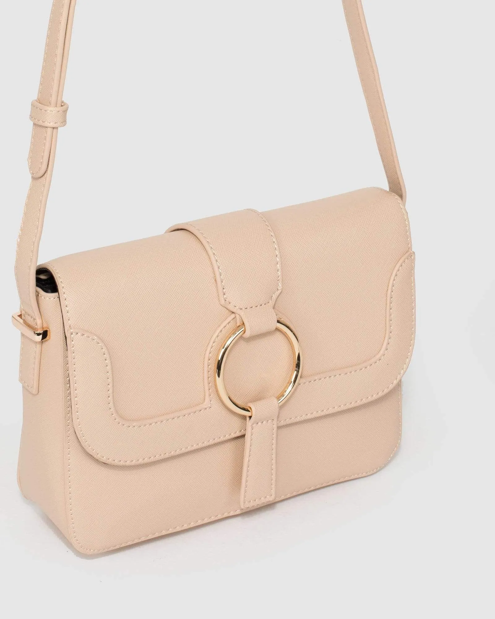 Nude Mona Ring Embossed Crossbody Bag