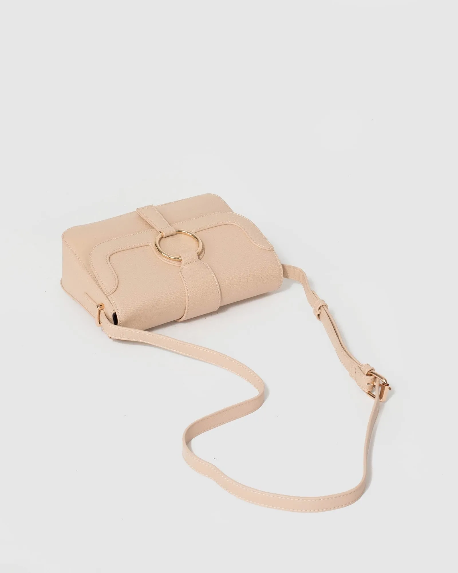 Nude Mona Ring Embossed Crossbody Bag