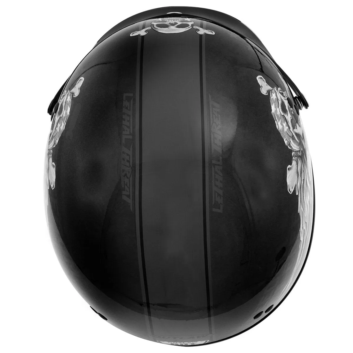 Outlaw Helmets T70 Black Freedom Skull Motorcycle Half Helmet for Men & Women with Sun Visor DOT Approved - Adult Unisex Skull C