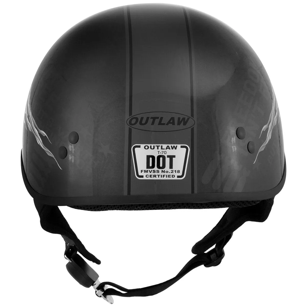 Outlaw Helmets T70 Black Freedom Skull Motorcycle Half Helmet for Men & Women with Sun Visor DOT Approved - Adult Unisex Skull C