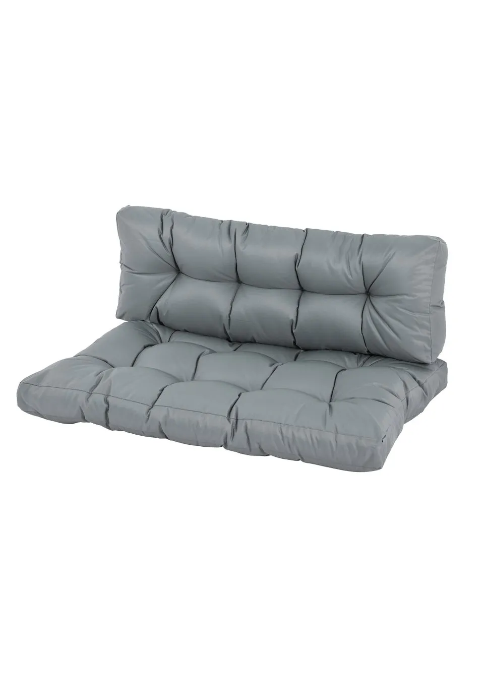 Outsunny 2 Pack Grey Tufted Pallet Cushions (12cm x 80cm x 120cm)