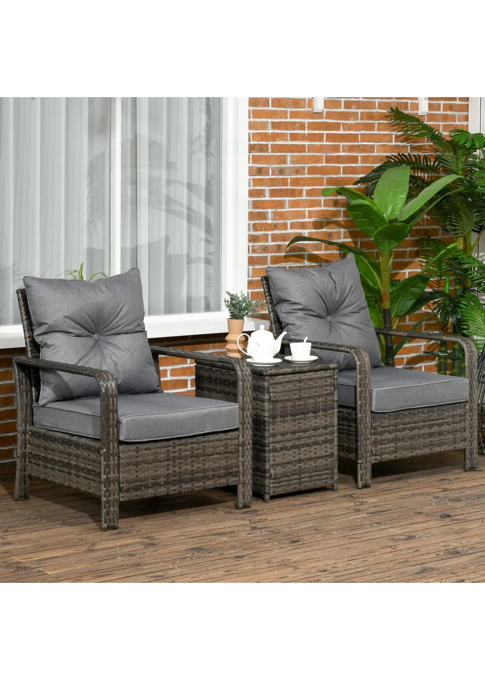 Outsunny Single Seater Rattan Chair Sofa with Cushions